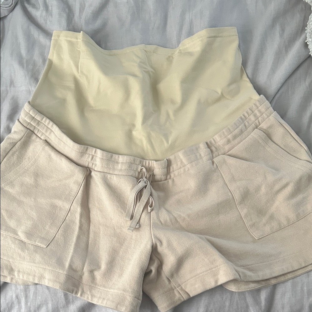Women's Cream Maternity Sweat Shorts